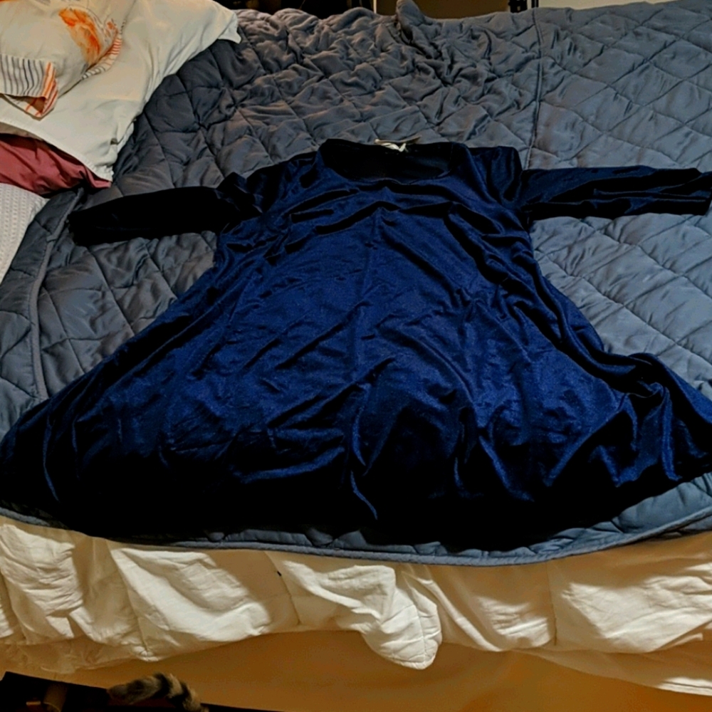 ASOS Simply Be Swing Dress in Blue Velour